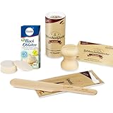 Backen Backset für Kinder & Erwachsene mit Seifert`s Lebkuchenglocke aus Ahornholz 4cm und Küchle Backoblaten Bio & vegan Größe 40mm & Backspatel Makronen, Lebkuchen & Amerik