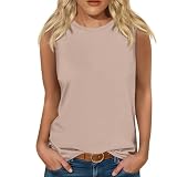 Bauchfreie Damen Kleid T Shirt Plein Ärmellose Sommer Gummizug Polyeste Tshirts for Female Elegantes Bauchfrei Dünn Crewneck Khak
