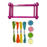Toi-Toys Webrahmen Mini Webstuhl mit Garn und Perlen für DIY-Schmuck