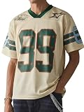 HAWILAND V Ausschnitt T Shirt Herren Oversized Football Trikot Kurzarm Sportshirt Herren Streetwear Y2K Hip Hop Outfit Aprikose M