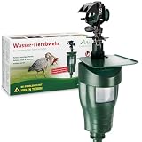 GARDIGO® Wasserstrahl Tiervertreiber I Vogelabwehr, Reiherschreck, Katzenschreck für Garten | PIR-Bewegungsmelder I Reichweite bis zu 10 m I Vogelschreck, Katzenabwehr, Hundeabwehr | Inkl. B