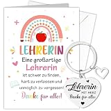 HOWAF Lehrerin Geschenk Abschied, Karte Lehrerin Abschied mit Schlüsselanhänger Lehrerin, Dankeschön Geschenk für Erzieherin Lehrerin, Abschiedsgeschenk Lehrerin Lehrer Geschenk