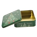 FONDOTIN Weihnachtliche Blechdose mit Deckel Kleine Aufbewahrungsbox Stabilem Dekorative Keks und Bonboniere für Festtagsgeschenke und Partydekoration Grünes Weihnachtsb