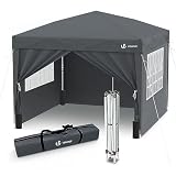 VOUNOT® Pavillon 3x3m mit 4 Seitenteilen & 4 Sandsäcke, Pop Up Faltpavillon, Faltbar Gartenzelt Partyzelt, inkl. Tasche, G