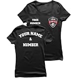 lepni.me Frauen Fußball Trikot mit Dem Emblem Ihres Lieblingsvereins Personalisierter Name und Nummer Individuelles T-Shirt Fahnenabzeichen (M Schwarz Mehrfarben)