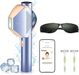 IPL Geräte Haarentfernung mit Saphir-Eis-Kühlung Technologie, 5°C Schmerzlose und effektive Haarentfernung Laser mit Smart App, 24J & 15 Energiestufen & 2X Blitzgeschwindigkeit für Achseln, Bik