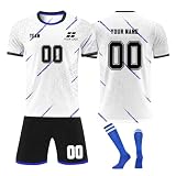Generisch Personalisierte Fußball Trikot, Fussball Trikots Shorts und Socken Anzug Jungen Herren, Fussball Trikot mit eigenem Namen Nummer und Logo für Kinder Erw