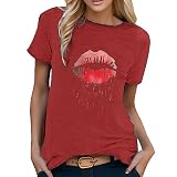 Tshirt Damen Sommer Elegant Muster Tops Oversized Basic T Shirt Kurze Ärmel Patchwork Printed Going Out Top Elegant Modische Oberteile Sport Lässiges Locker Ob