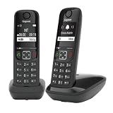 Gigaset AS690 Duo - 2 Schnurlose DECT-Telefone - kontrastreiches Display - Brillante Audioqualität - einstellbare Klangprofile - Freisprechfunktion - Anrufschutz, schwarz [Deutsche Version]