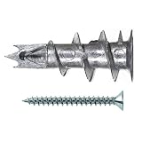 fischer Gipskartondübel Metall GKM 12 mit Schraube, selbstbohrender Gipsdübel, starker Dübel für Gipskarton- und Gipsfaserplatten, Kreuzschlitz-Antrieb, 100 Stück, 100 x 50 x 50 cm, 40432