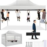 TOOLUCK Faltpavillon Pavillon 3x4,5 Wasserdicht Stabil Winterfest mit 3 Seitenwand, Faltpavillon Partyzelt, Faltbarer Sonnenschutz Gartenpavillon für Strand Hochzeit Camping mit Handtasche, Weiß