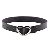 Eigso Punk Halsband weiche PU Leder mit Herz Legierung Choker für Frauen und Damen verstellb