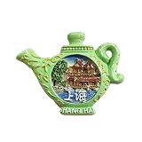 Shanghai China 3D-Teekannen-Kühlschrankmagnet, Kunstharz, Reise-Souvenirs, handgefertigt, Heim- und Küchendekoration, Shanghai-Kühlschrankmagnet, Sammlung, Geschenk