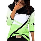 Damen-Top, lässig, geometrisch, bedruckt, langärmelig, elegant, Blusen, Frühling, Tunika, Tops, lockerer Pullover, modische Outfits, trendige Blusen Y2K, 05 Grün, S