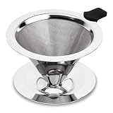 hanmir Edelstahl Kaffeefilter, Wiederverwendbarer Kaffeetropfer, Permanent Kaffee Dripper für 1-2 Tassen, Papierloser Kaffeefilter für Filterk