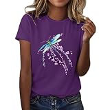 Sommer Tshirt Damen Weiß/schwarz Bedrucken T-Shirt Rundhals Kurzarm Oberteile Baumwolle Casual Tee Shirts Teenager Mädchen Tunika Bluse Bunte Drucken Tops Sportshirt Longshirt Damen Weich Und B