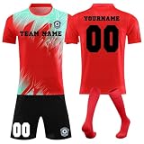 Benutzerdefiniert Fussball Trikot Kinder Set Personalisierte Jeder Namen Nummer Team Logo Herren/Junge Football Training Tshirts Shorts und Socken Anzug