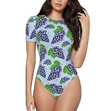 Vosery Blauer Body für Damen, Bauchkontrolle, Rundhalsausschnitt, kurzärmelig, T-Shirt, Tops, Schwarz, S