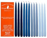 D'light Online Elegante Spitzkerzen, 25,4 cm, blau, Farbverlauf, Premium-Qualität, geruchlos, handgetaucht, tropffrei und rauchfrei, Set mit 12 Stück (25,4 cm, blauer Farbverlauf)