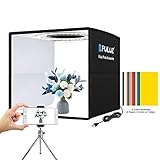 PULUZ Mini Fotobox 25x25cm, Faltbares Fotostudio Photobox Set mit CRI 95, 96 LED-Leuchten & 6 Arten Doppelseitiger Farbhintergründe für kleine Produktfotog