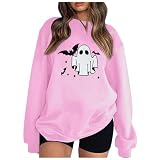 Generisch Oversize Pullover Damen Sweatshirt Trend Aufdruck Damenpullover ohne Kapuze Teenager Locker Rundhals Langarm Pulli Winter Frauen Langarmshirt Casual Oberteil Tops (#3544, L)