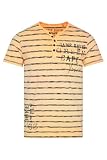 Camp David Herren Gestreiftes Henley-Shirt mit Brusttasche Sunrise Orange XXXL