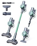 MIUZZY M241 30000Pa Akku Staubsauger, Staubsauger Kabellos mit bis zu 50 Minuten Laufzeit, Anti-Verwicklung Kabelloser Staubsauger mit LED Display für Hartböden Teppich Tierhaare, Grü