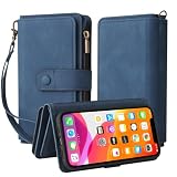 SLWYF Handyhülle für Samsung Galaxy J7 Prime Hülle, mit 15 Kartenfächern Premium PU Leder Standfuntion Retro stoßfeste Flip Case Magnetverschluss Brieftasche Lederhülle - B