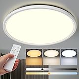 Aisutha LED Deckenleuchte, 24W 2800LM Deckenlampe Flach Dimmbar mit Fernbedienung, 3000K-6500K, IP54 Ultra Dünn Schlafzimmer Lampe für Wohnzimmer Kinderzimmer Küche B