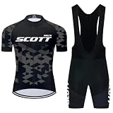 Moxilyn Fahrradtrikot Kurzarm Set für Herren Radtrikot T Shirt Radsport Radtrikot Set Fahrrad Trikot Kurzarm+Radhose mit 4D Gel,Ursprüngliche Gaze Radjacke und Radhose,MTB Radtrik