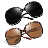 Joopin Große Sonnenbrille Damen Polarisiert Schwarz UV400 Klassisch Übergroße Damen Sonnenbrille Modern Braun 2024 Trendy Oversized (Schwarz und Schildkröte Braun)