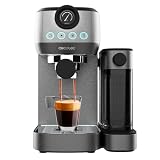 Cecotec Halbautomatische Espressomaschine Power Espresso 20 Steel Pro Latte. 1350 W, Thermoblock, ForceAroma-Technologie mit 20 Bars, Full-Milk-Tank, Instant Cappuccino, Tassenwärmer, Dopp