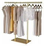 WLCNYL Kleiderstange, Kleiderständer, T-Form, Kleiderständer, bodenstehend, moderner Kleiderständer für den Einzelhandel (Farbe: Gold, Größe: 60 x 130 cm)