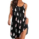 Damen Strandkleid Sommer,Sommerkleid Trägerkleid-Sexy Minikleid Ärmellose Luftig Locker Kurz Off Shoulder Strandkleider Mini Kleider Schulterfreies Kleid Sommer Freizeitk