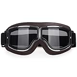 Motocross Brille,Motorcross Brille Winddichte Motorradhelmbrille aus Leder, Sicherheitsschutz, blendfreies Motocross-Langstrecken-Steampunk-Glas(35)