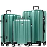 FERGÉ Kofferset 3 teilig Hartschale erweiterbar Toulouse Reisekoffer Trolley-Set (Handgepäck, L, XL) 3er Set Hartschalenkoffer Roll-Koffer 4 Rollen, Reisen leicht gemacht 100% ABS salbeigrü