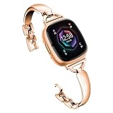 HAYONLIY Metallbänder, kompatibel mit Fitbit Sense 2/Fitbit Sense/Fitbit Versa 4/Fitbit Versa 3, D-förmiges Schnallenband, elegantes Ersatzarmband für D