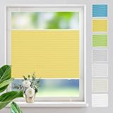 Plissee ohne Bohren Plissees Klemmfix,Gelb 35x120cm Easyfix Plisseeroll Rollo für Fenster Einfache Montage Sichtschutz und S