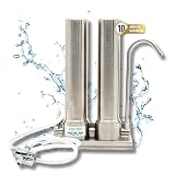 Wasserfilter Duo Anti-Kalk, umweltfreundlich, 300 l/h, Edelstahl, entfernt 99 % Verunreinigungen, bakterizid und antiviral, bewahrt Mineralien aus dem Wasser, einfache Montage, 10 Jahre G
