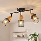 ANWIO LED Deckenstrahler Schwenkbar 350°, Deckenleuchte E14 3 Flammig Schwarz, Spotleuchte Wand, Deckenlampe Spots LED, Wandstrahler für Küche, Wohnzimmer, Schlafzimmer (Ohne Leuchtmittel)