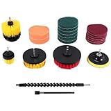 YUMIN 21 Teiliges Set mit Bohr BüRsten AufsäTzen und Scheuer SchwäMmen Schwamm Power Scheuer BüRste mit Drehbarem,Zum Reinigen Von Fugenmassen Fliesen Wasch Becken W
