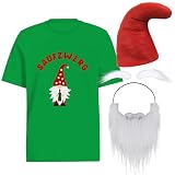 YANSYUN Zwergenkostüm Erwachsene 3 Stück Saufzwerg Karneval Kostüm Herren, Bier Kostüm Inklusive Bart Hut T-Shirt für Damen Herren (Grün, XXL)