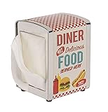 Serviettenspender Serviettenhalter mit Diner Retro-Design, ca. 14 x 10 cm, inkl. 60 Servietten (Delicious Food)