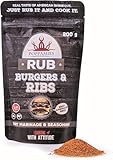 Poppamies Burger's & Ribs BBQ Rub - 100% natürliches BBQ-Gewürz - Trockene Marinade & perfektes Gewürz für Rind- Bestes Barbecue -Große Packung (200g)