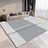 QGYFRE Kurzflor Teppich Teppich Kurzflor Teppich Schlafzimmer 160x210CM Langer Teppich Flur Grau Modernes minimalistisches Streifenmuster für Gute Pflege von Tepp