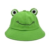 beifon Fischerhut Frosch Bucket Hat Damen Frosch Sonnenhut Buckethut Anglerhut Unisex Eimerhut Faltbar Outdoor Hut Sommermütze Kopfbedeckungen für Camping Wandern Angle Grü