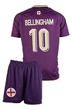 Amdrabola England Kinder Trikot Bellingham für Kinder, 2024 Football Trainings Kinder Trikot, Fußball-Trainingstrikots für Jungen, Komm mit Shorts (152,Lila,8-9 Jahre)