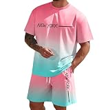 Trainingsanzug Herren Jogginganzug Aufdruck Zweiteiliges Set Freizeit Sportanzug Komfort Lässig 2 Teiliges Kurze Hosen + T Shirt Set Bequeme Freizeitanzug Männer 2026