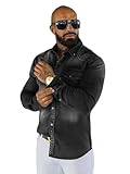 OZONEE Herren Jeanshemd Jeans Hemd Freizeithemd Denim Shirt Langarm Tailored Langarmhemd Langärmliges Regular Fit Freizeit Western O/51413Z SCHWARZ L