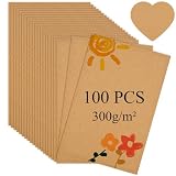 100 Stück A6 Kraftpapier, 14,8 x 10,5 Kraftpapier Karten, 300 g/m² Postkarten Blanko, Blanko Karteikarten,DIY Kreative Bastelprojekte für Drucken, Einladungen, Grußkarten, Einladungen(Braun)
